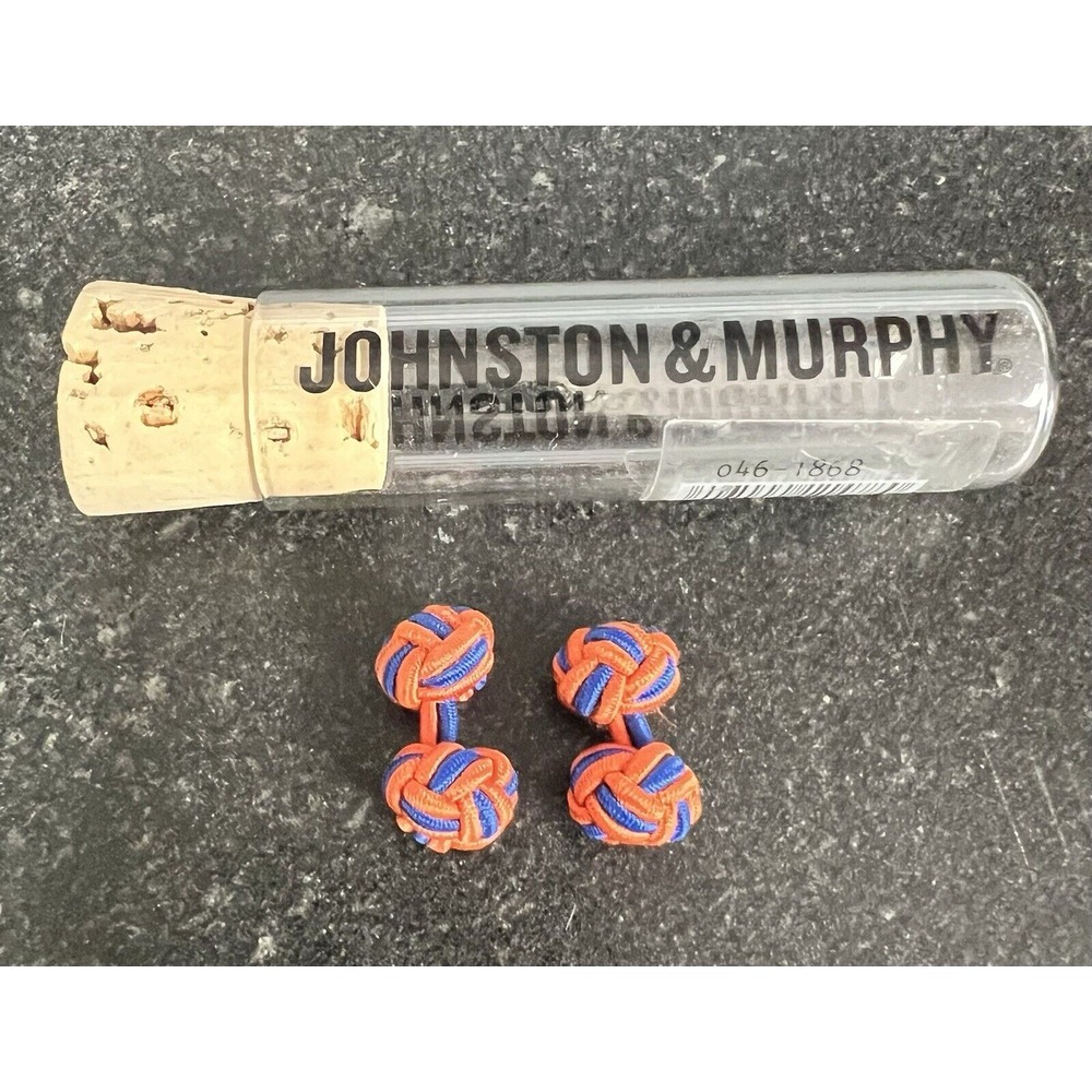 New Johnston & Murphy Blue & Bright Red Knot Cufflinks 046-1868 Retail Price $30